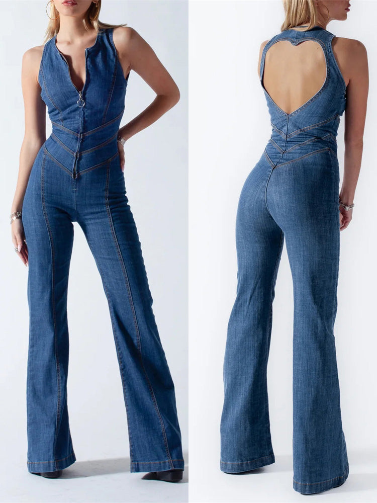 Amalia | Denim Jumpsuit met Open Rug